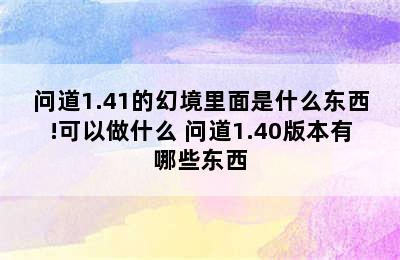 问道1.41的幻境里面是什么东西!可以做什么 问道1.40版本有哪些东西